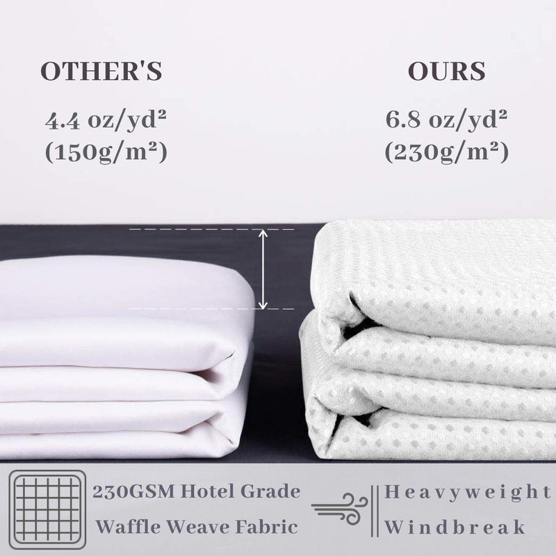 Ecoehoe 71x86 White Waffle Weave Fabric No Hooks Shower Curtain with Removable Polyeste Liner - Heavy Duty Bath Curtain with See Through Top Machine Washable - Image 5